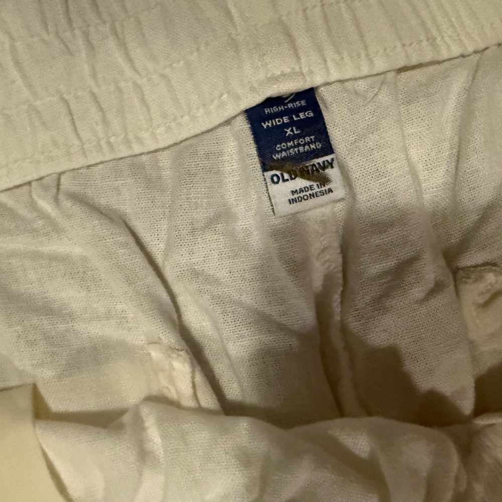 Old Navy Cream Linen Trousers. Size XL.  NWT - Picture 2 of 3